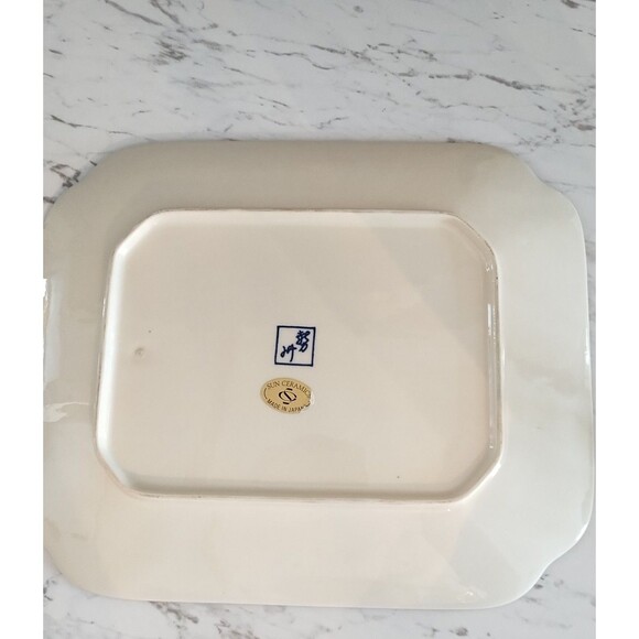 Japanese KOI FISH Lotus Flower Ceramic Rectangular Platter Sun Ceramic Japan - Picture 4 of 4